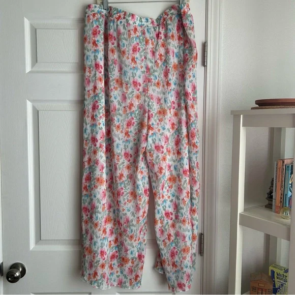 Polagram high waisted floral lined wide leg pants size 2x - Picture 4 of 5